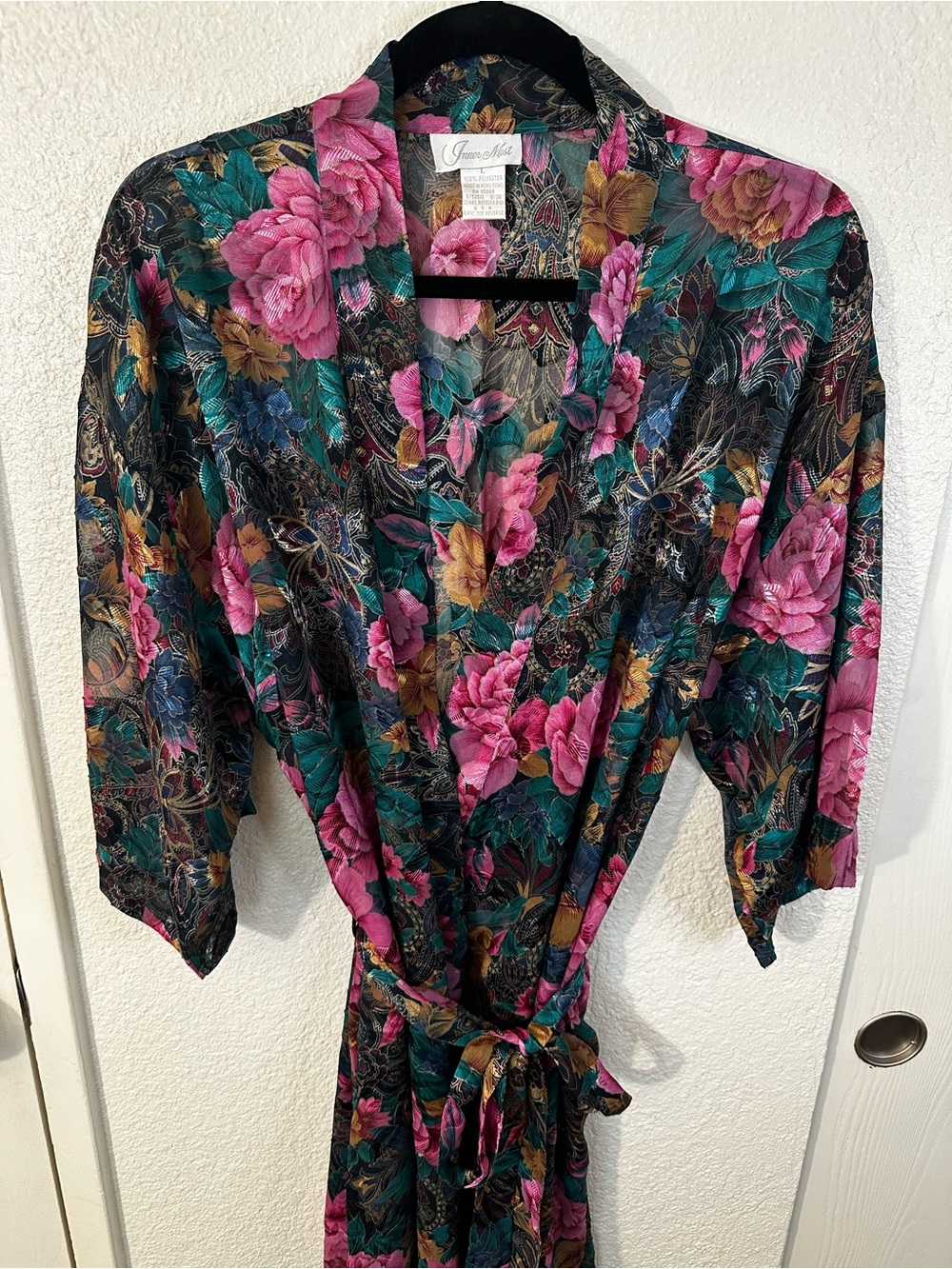 Inner Most Floral Vintage  Robe - Pink & Teal